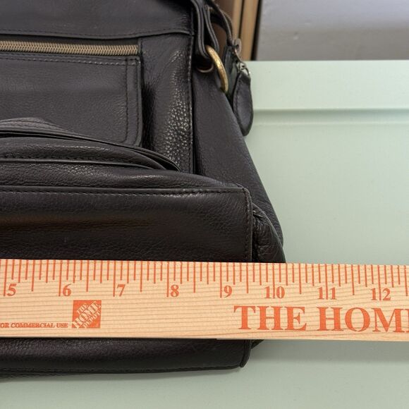 Vtg Fossil Leather Purse Crossbody Bag Black Key Charm Zips Grunge Capsule Boho - Picture 10 of 14